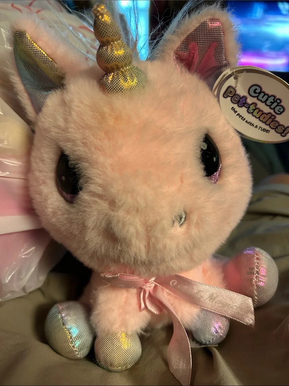 Cutie Pet-tudies Plush Pink Unicorn Small Pet Toy “CHARM” NWT